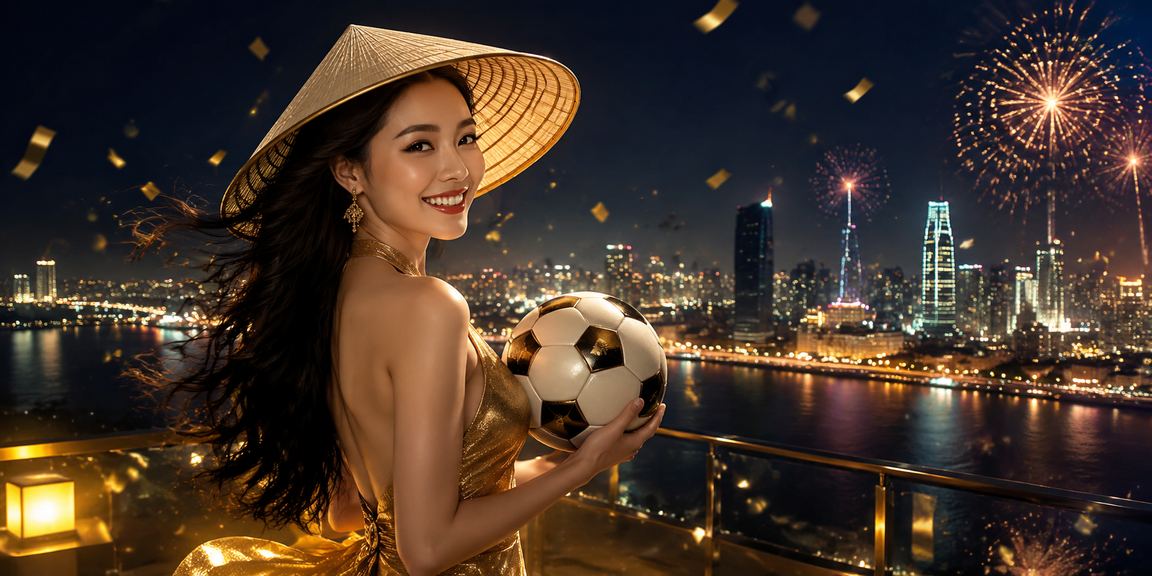 Khung cảnh Sài Gòn với bóng đá và nón lá gợi trải nghiệm cá cược Việt