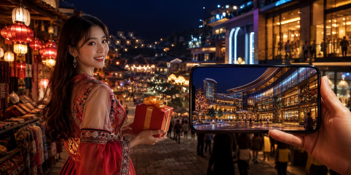 Chợ đêm Sa Pa với điện thoại mở trải nghiệm casino mobile trong không khí nhộn nhịp